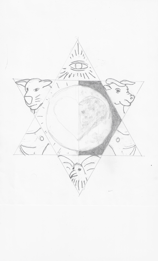 Star of David elaborated as a mandala illustrating the authority of Christ